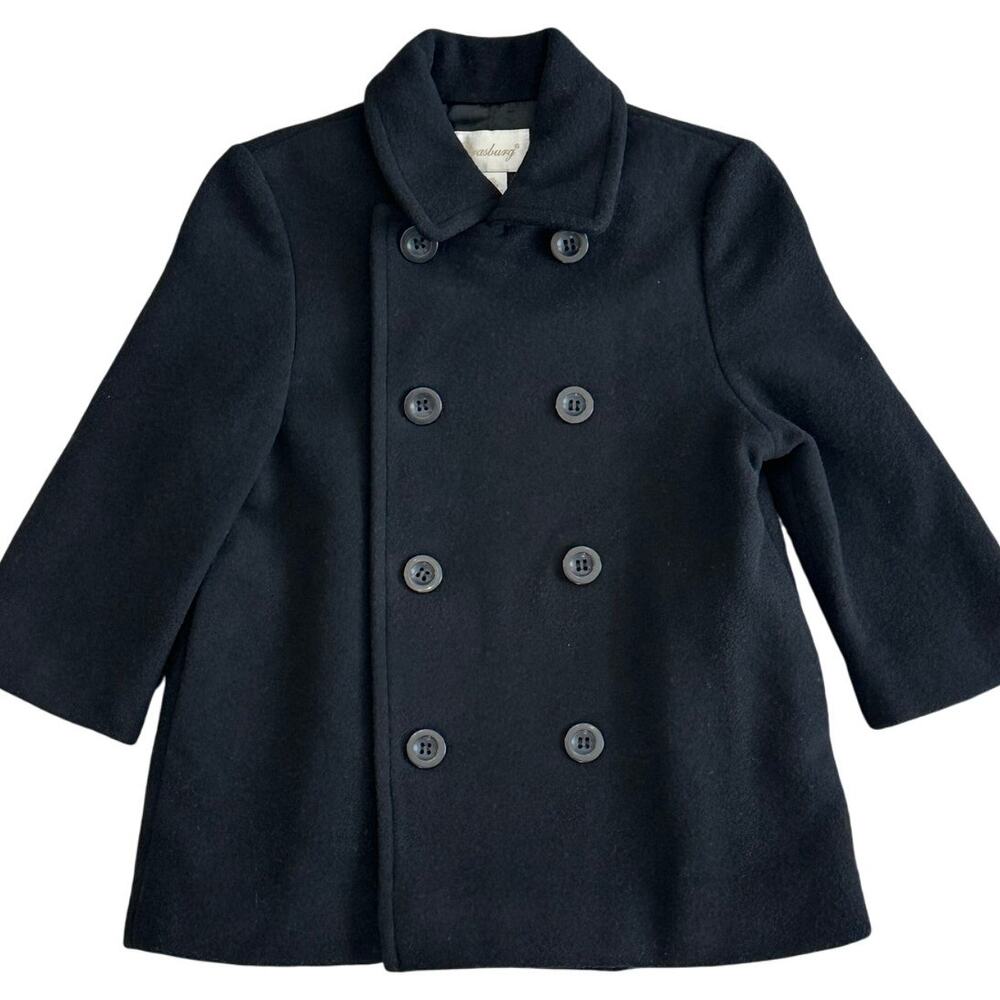 STRASBURG Toddler Girl Black Wool Peacoat Size 2Y